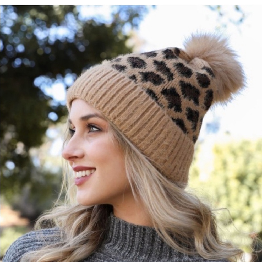 Leopard Pom Beanie Boutique